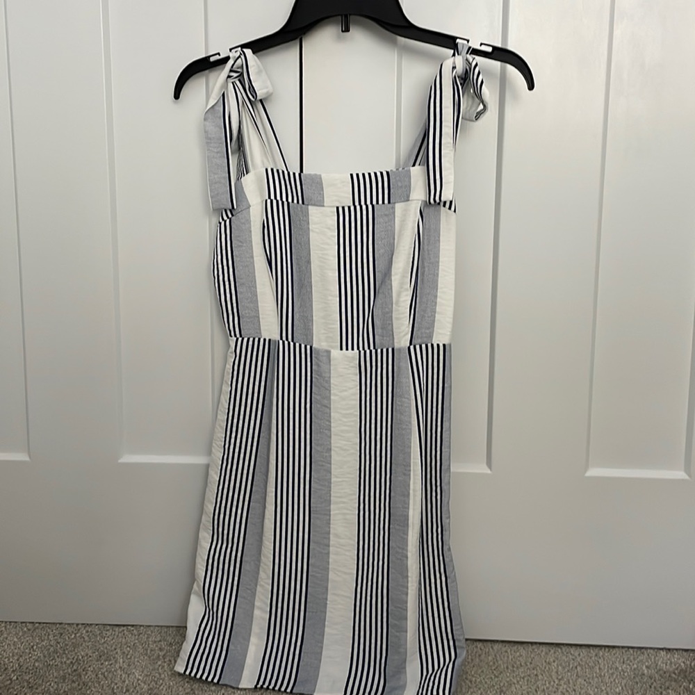 Sage The Label Womens Blue White Striped Tie Strap Shift Mini Dress Size XS